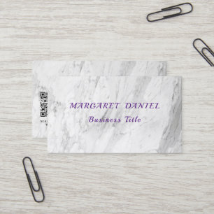 Minimalistischer Name Anpassen Weiße Marmor QR-Cod Visitenkarte