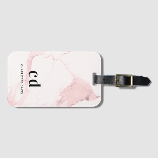 Minimalistischer Name aus rosa Marmor Gepäckanhänger (Vorderseite (Horizontal))