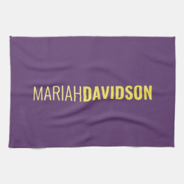 Minimalistischer Name Beruflich Indigo & Gelb Geschirrtuch