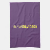 Minimalistischer Name Beruflich Indigo & Gelb Geschirrtuch (Vertikal)