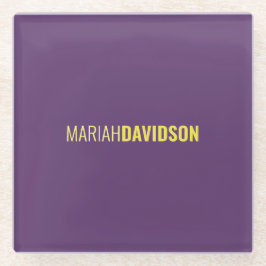 Minimalistischer Name Beruflich Indigo & Gelb Glasuntersetzer