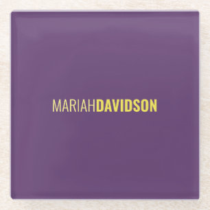 Minimalistischer Name Beruflich Indigo & Gelb Glasuntersetzer