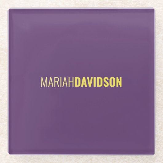 Minimalistischer Name Beruflich Indigo & Gelb Glasuntersetzer (Vorderseite)