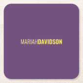 Minimalistischer Name Beruflich Indigo & Gelb Rechteckiger Pappuntersetzer (Vorderseite)