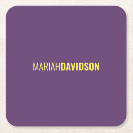 Minimalistischer Name Beruflich Indigo & Gelb Rechteckiger Pappuntersetzer