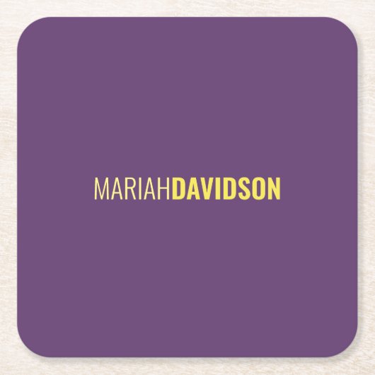 Minimalistischer Name Beruflich Indigo & Gelb Rechteckiger Pappuntersetzer (Vorderseite)