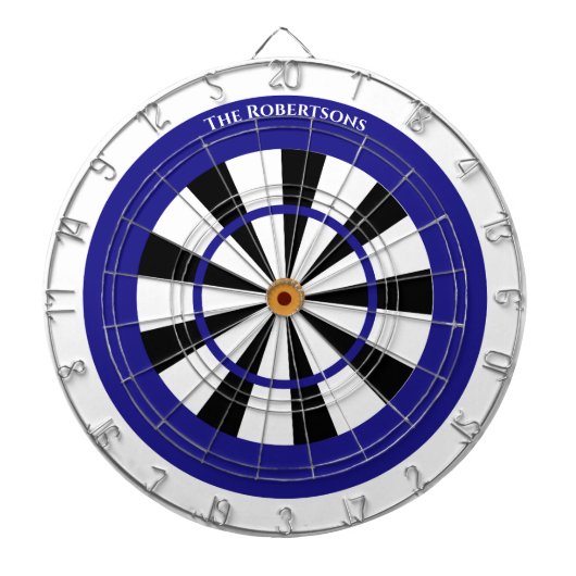Minimalistischer Name Blau und Weiß Dartscheibe (vorne)