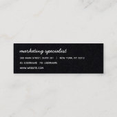 Minimalistischer Name der modernen Linie Black Kra Mini Visitenkarte (Rückseite)