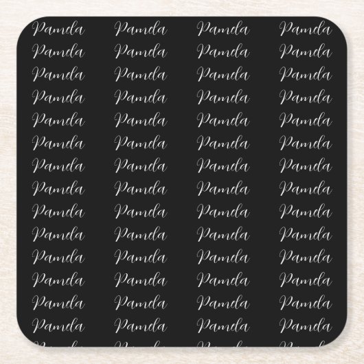 Minimalistischer Name der  schwarzweißen Bezeichnu Rechteckiger Pappuntersetzer (Vorderseite)