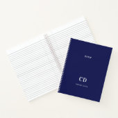 Minimalistischer Name des dunkelblauen Monogrammes Notizblock (Innenseite)