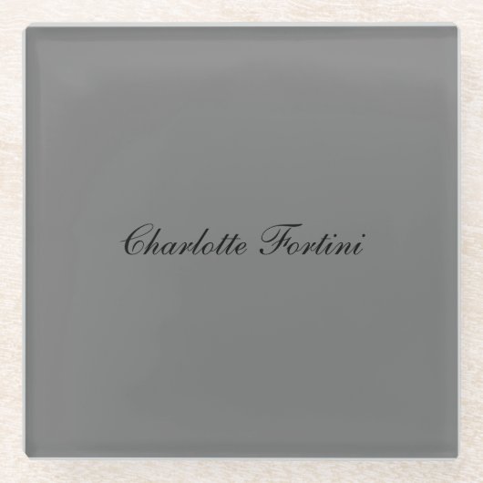 Minimalistischer Name des klassischen Handschrifte Glasuntersetzer (Vorderseite)