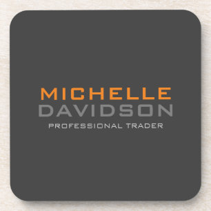 Minimalistischer Name des modernen, grauen, orange Getränkeuntersetzer