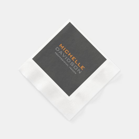 Minimalistischer Name des modernen, grauen, orange Serviette (Ecke)