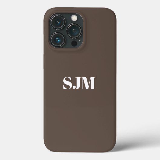 Minimalistischer Name des Monogramms braun weiß Case-Mate iPhone Hülle (Rückseite)