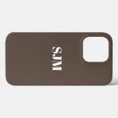 Minimalistischer Name des Monogramms braun weiß Case-Mate iPhone Hülle (Rückseite (Horizontal))