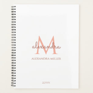 Minimalistischer Name des Monogramms "White Rose" Planer