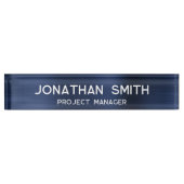 Minimalistischer Name des Navy Blue Brushed Metal Namensplakette (Vorderseite)