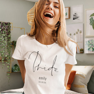 Minimalistischer Name des Skripts Hochzeitdatum T-Shirt