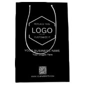 Minimalistischer Name des Unternehmens QR-Code Mittlere Geschenktüte (Vorderseite)