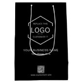 Minimalistischer Name des Unternehmens QR-Code Mittlere Geschenktüte (Rückseite)