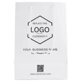 Minimalistischer Name des Unternehmens QR-Logo Mittlere Geschenktüte (Rückseite)