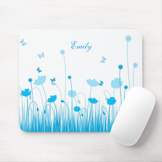 Minimalistischer Name für blaue und weiße Flecken Mousepad (Mit Mouse)