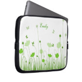 Minimalistischer Name für grüne und weiße Pflaumen Laptopschutzhülle (Vorne Rechts)