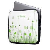 Minimalistischer Name für grüne und weiße Pflaumen Laptopschutzhülle (Vorderseite Links)