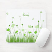 Minimalistischer Name für grüne und weiße Pflaumen Mousepad (Mit Mouse)