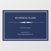 Minimalistischer Name für kleine Unternehmen Navy  Fensteraufkleber (Blatt)