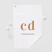 Minimalistischer Name für Monogramm aus weißem Gol Golfhandtuch (Insitu)