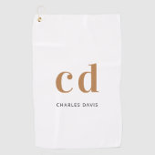 Minimalistischer Name für Monogramm aus weißem Gol Golfhandtuch (Vorderseite)