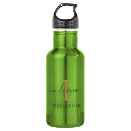 Minimalistischer Name für Monogramm Skript Moderne Edelstahlflasche (Vorderseite)