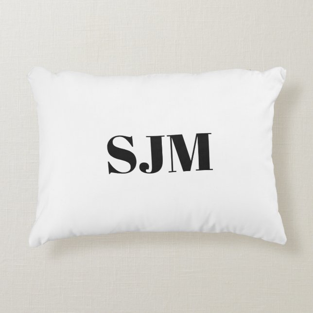 Minimalistischer Name für schwarze Monogramm Dekokissen (Vorderseite)