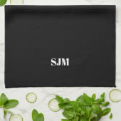 Minimalistischer Name für schwarze Monogramm Geschirrtuch (Gefaltet)