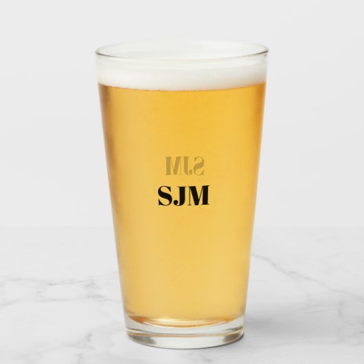 Minimalistischer Name für schwarze Monogramm Glas (Vorne (Gefüllt))