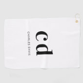 Minimalistischer Name für schwarze Monogramm Golfhandtuch (Horizontal)