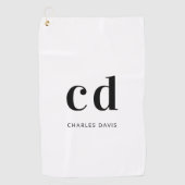 Minimalistischer Name für schwarze Monogramm Golfhandtuch (Vorderseite)