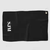 Minimalistischer Name für schwarze Monogramm Golfhandtuch (Horizontal)
