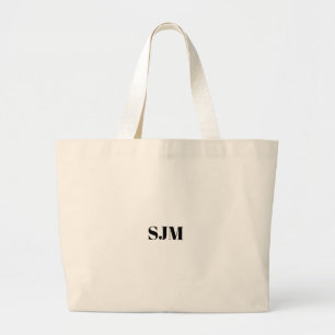Minimalistischer Name für schwarze Monogramm Jumbo Stoffbeutel