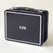 Minimalistischer Name für schwarze Monogramm Metall Brotdose (Rückseite)