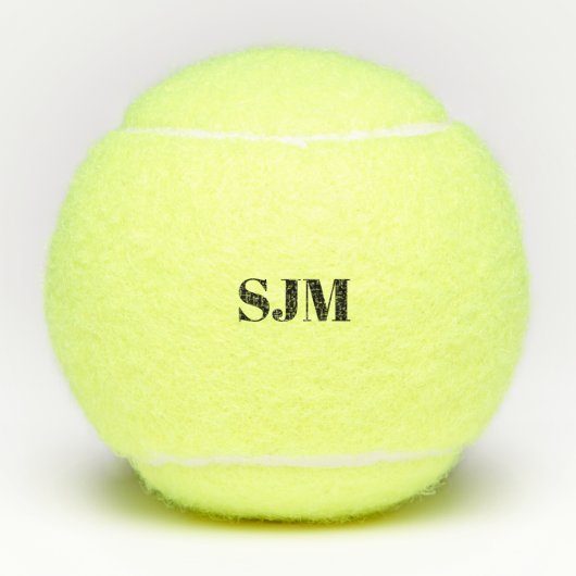 Minimalistischer Name für schwarze Monogramm Tennisbälle (Vorderseite)