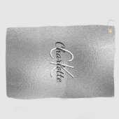Minimalistischer Name für Silbermonogramm Golfhandtuch (Horizontal)