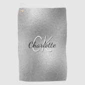 Minimalistischer Name für Silbermonogramm Golfhandtuch (Vorderseite)