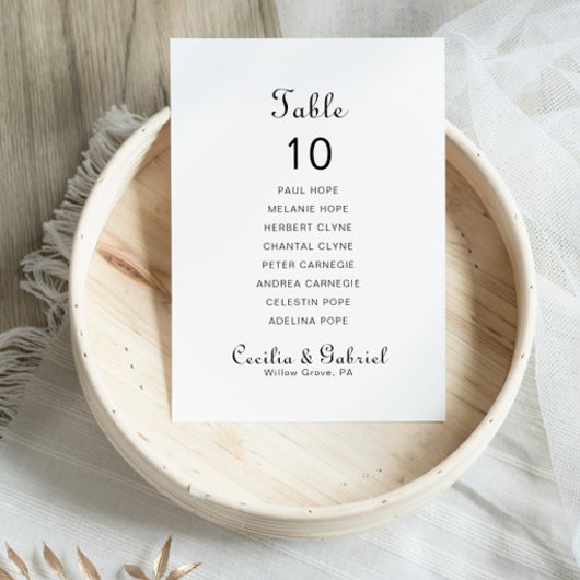Minimalistischer Name Hochzeitstabelle 10 Sitzplan Einladung