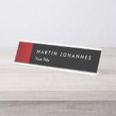 Minimalistischer Name Schwarz beruflich Schreibtischnamensplakette (Vorderseite )