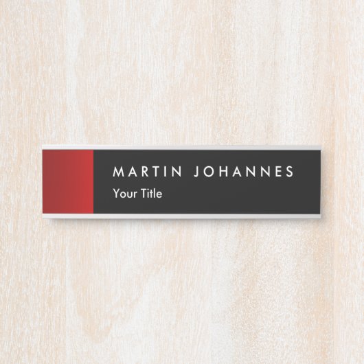 Minimalistischer Name Schwarz beruflich Türschild (Vorderseite )