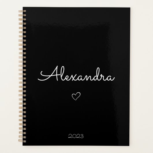 Minimalistischer Name Schwarz/Weiß Planer (Vorderseite)