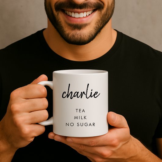 Minimalistischer Name | Tea Milk Sugar Kaffeetasse