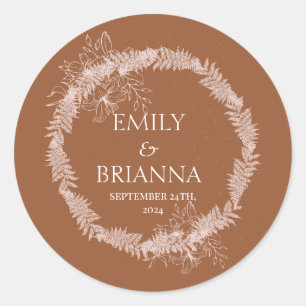Minimalistischer Name Terracotta boho Burnt Runder Aufkleber